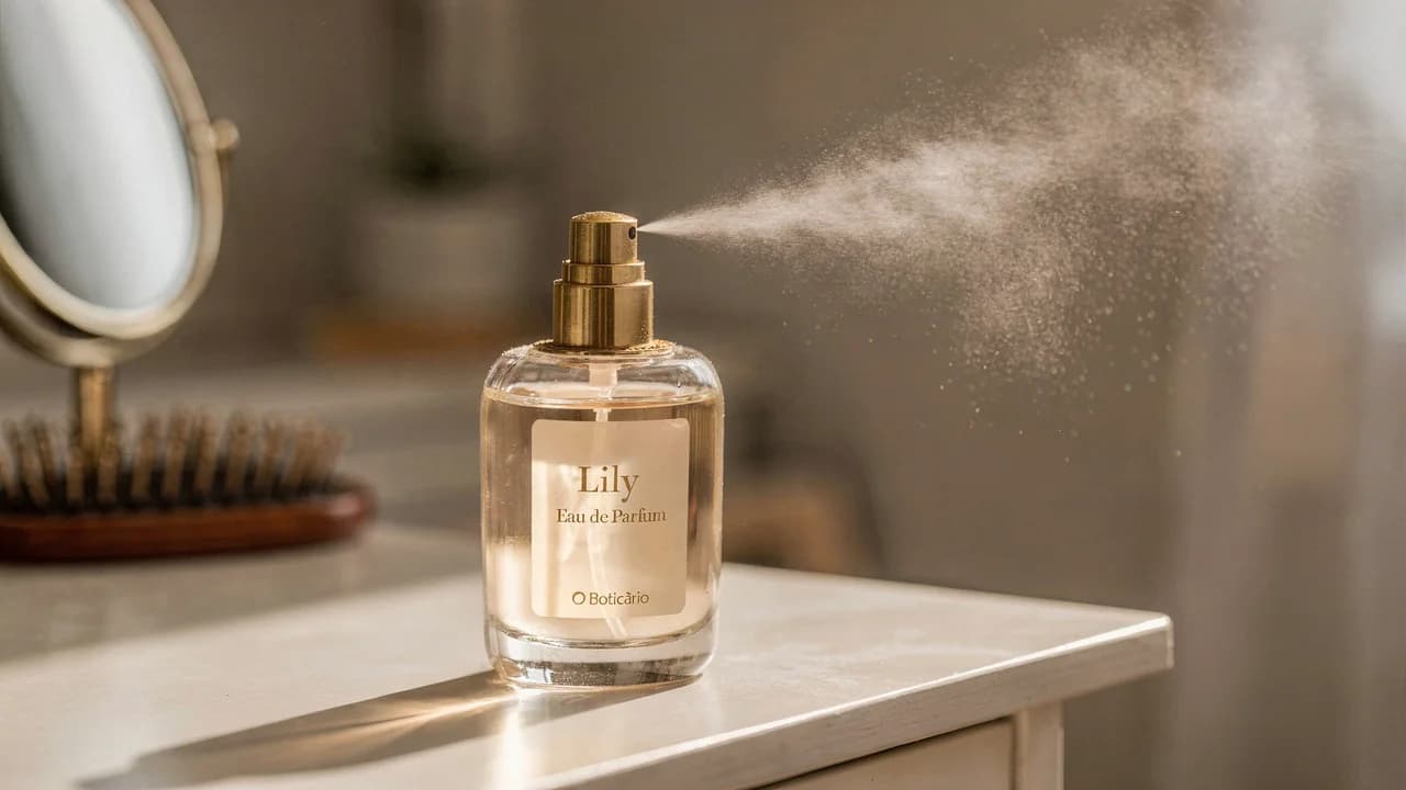 Perfumes e produtos de beleza Boticário em prateleira elegante