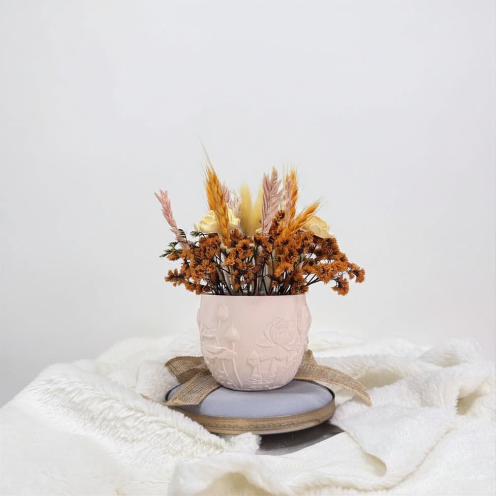 Vaso "Jardim Âmbar" com Flores Secas