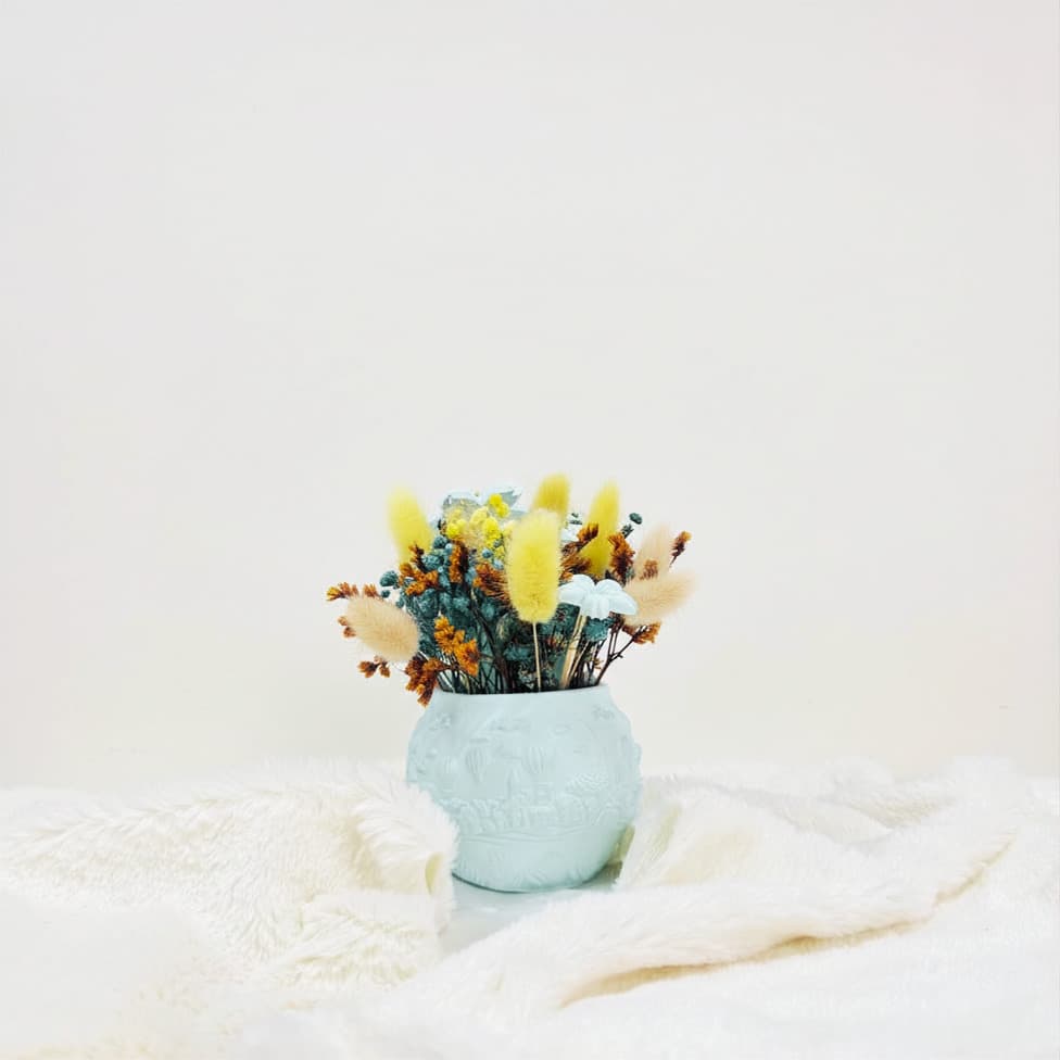 Vaso "Azul Celeste" com Flores Secas