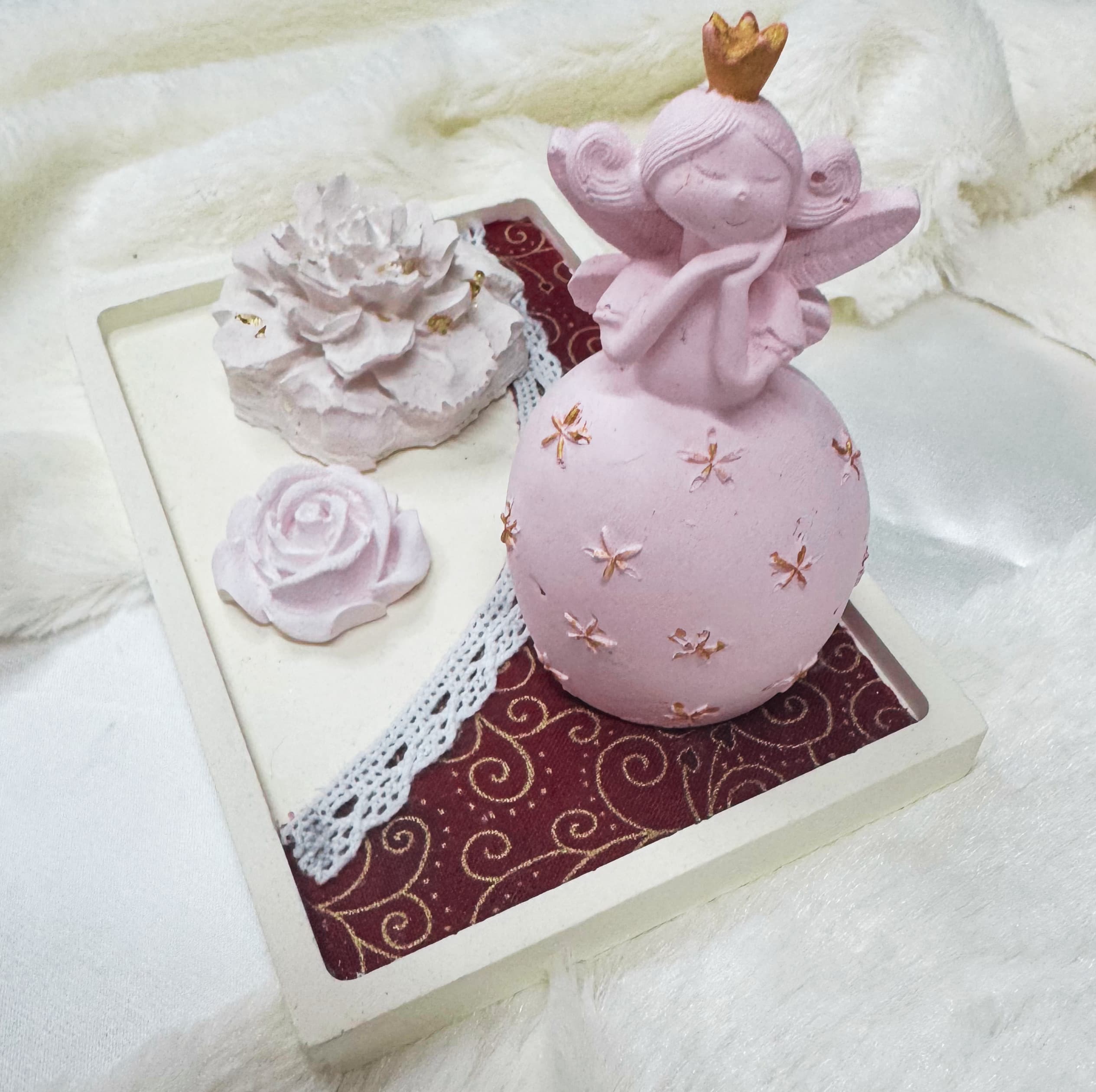 Fada Princesa em Gesso com Bandeja