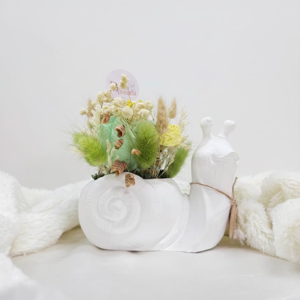 Set Vaso Caracol com Flores Silvestres